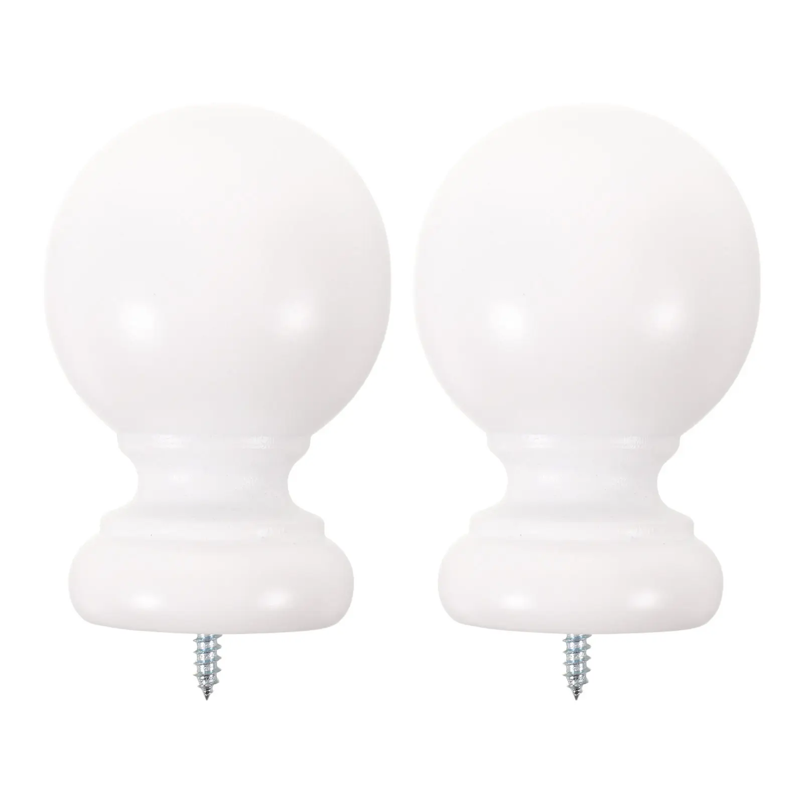 2pcs Wood Curtain Finials for 35mm Pole Screw On Drapery Rod End Caps Replacement, Window Treatment Ball Finials for Living Room
