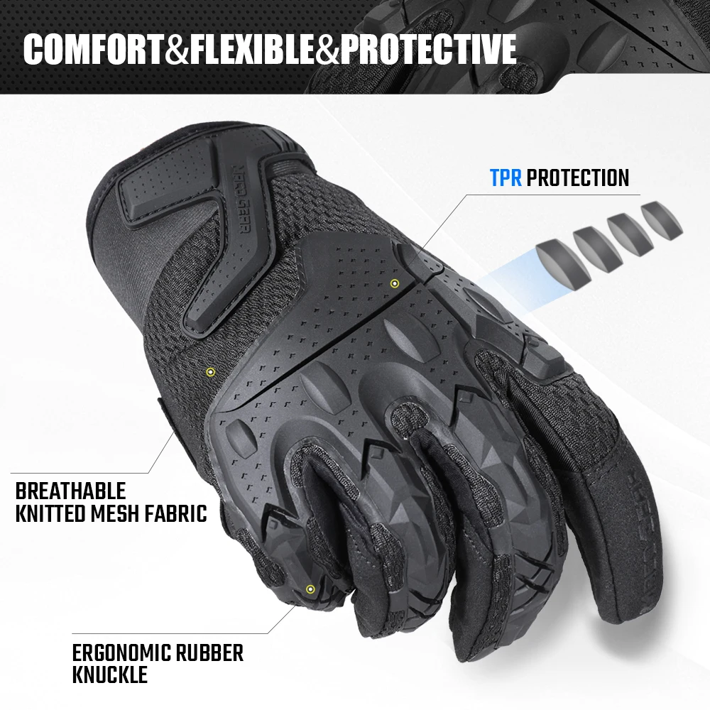 Motorcycle Gloves Men Breathable Full Finger Touch Screen Mittens Motocross Motorbike Shockproof Non-Slip Racing Protective Gear