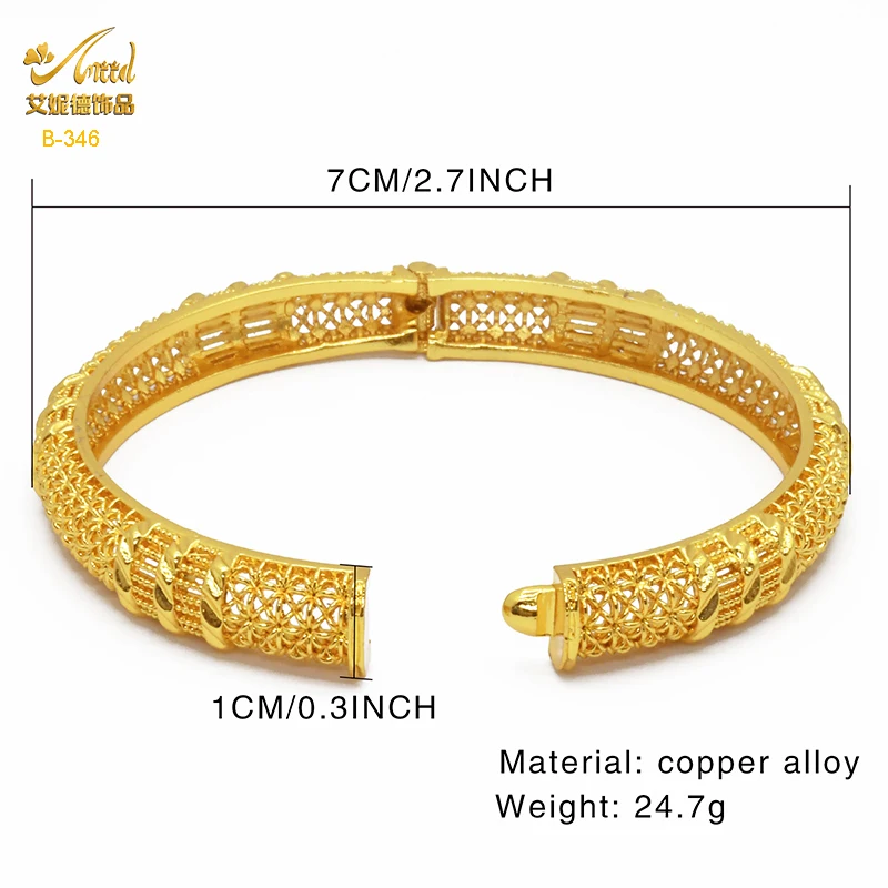 XUHUANG 24k Gold Plated Round Design Bracelets Dubai Saudi Bangle for Bridal Indian Hand Jewelry Arab Luxury Jewelry Party Gifts