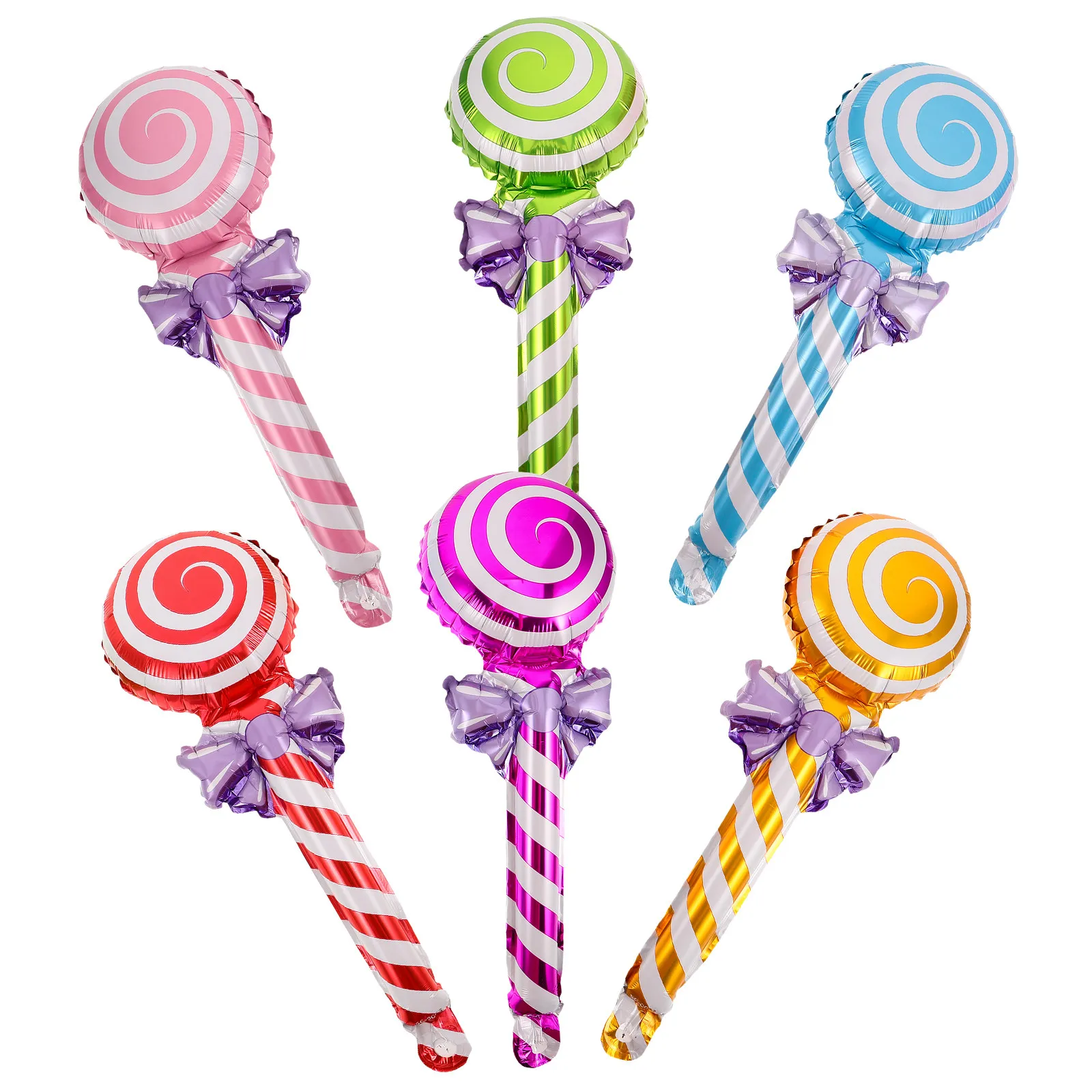 

Набор из 6 больших надувных шаров-леденцов, 18,5 дюймов, разноцветные, многоразовые украшения для детских праздников и дней рождения