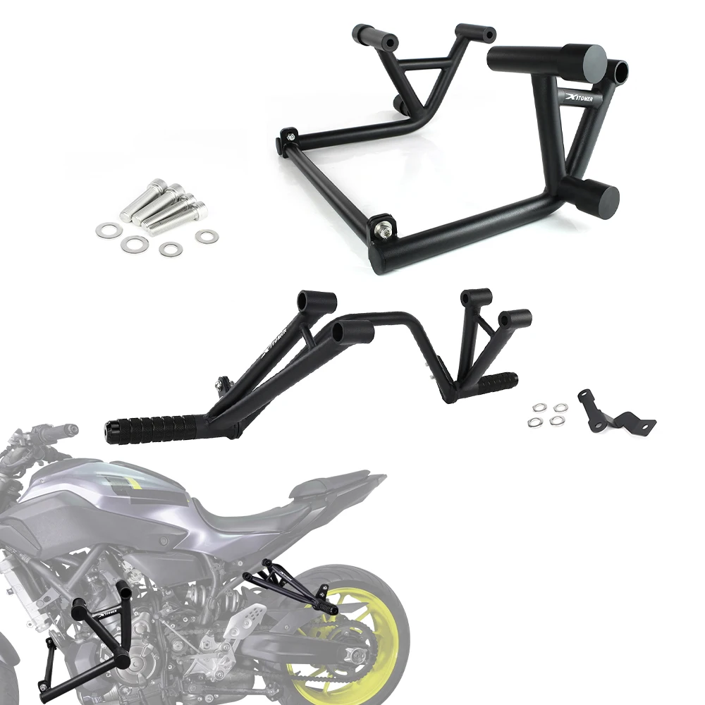 

Защитная дуга (крэшбар) для мотоциклов Yamaha FZ-07/MT-07 2014-2024, задние подножки, защита двигателя, подножки-ступеньки, защита от падений