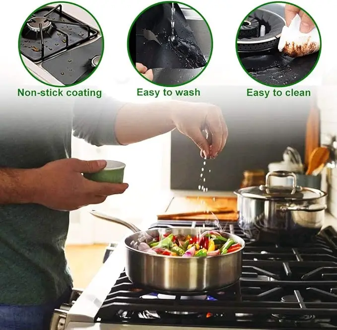 Stove Splatter Guard - Thick Gas Range Protector Mat, Heat Resistant Cooktop Liner for Easy Cleaning