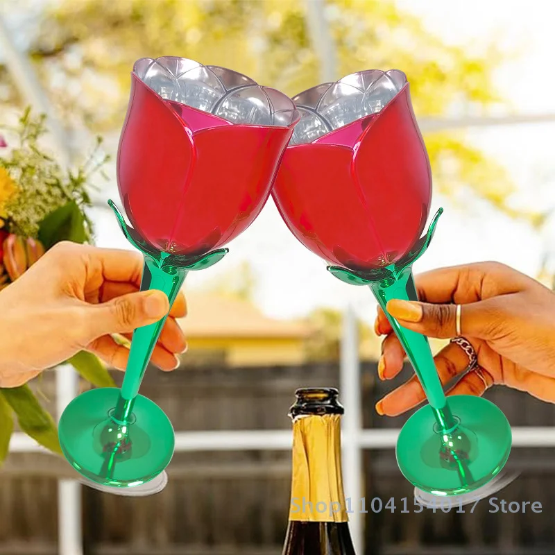 

Rose Glass Electroplated 175 Ml Plastic Cup For Weddings And Parties Reusable And Easy To Clean For Tasting