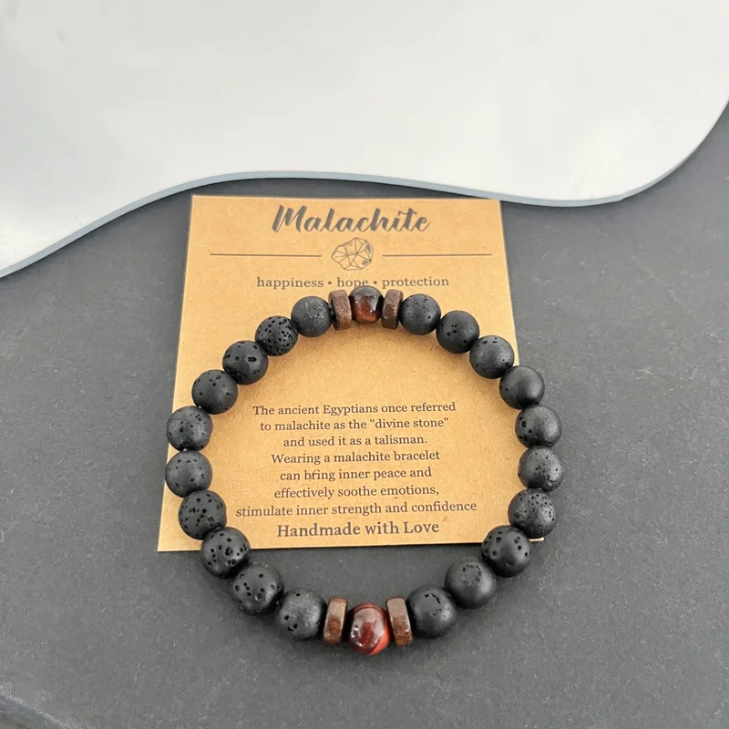 

EVISPOL Volcanic Stone Bracelet for Men Lava Wooden Beads Bracelet Tibetan Buddha Wrist Bangle for Women Men Jewelry Gift