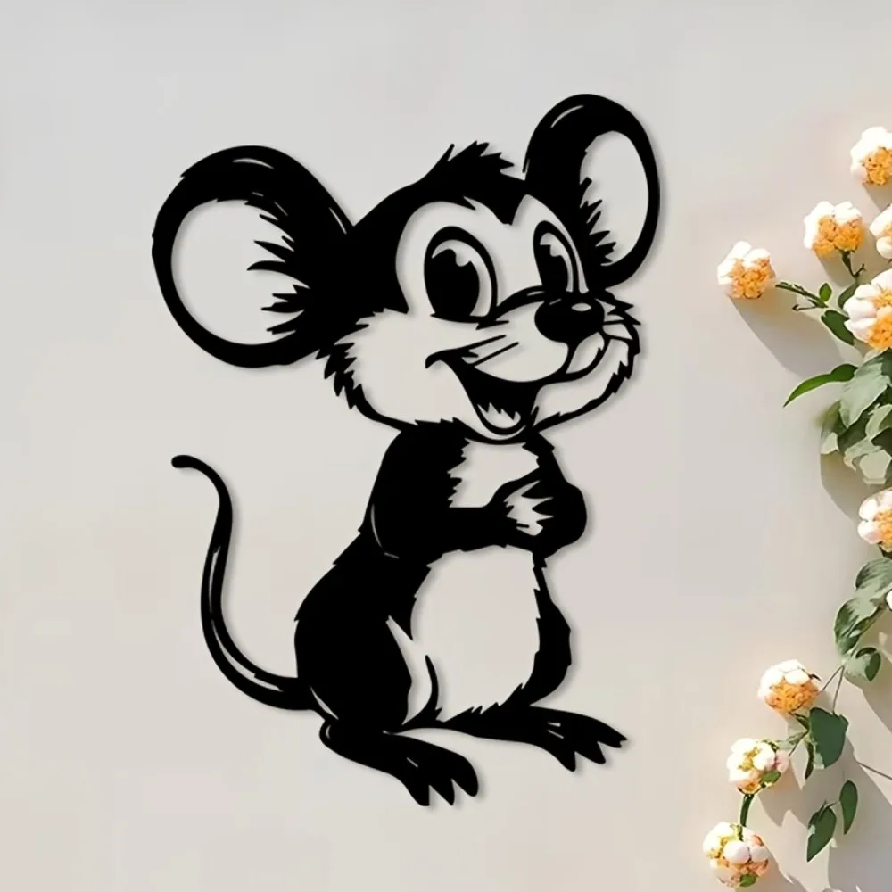 CIFBUY Retro Cute Mouse Iron Metal Wall Art, Cartoon Animal Hanging Decor & Living Room Indoor Outdoor Ornament