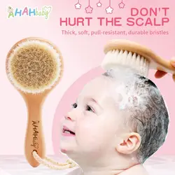 Brosse à cheveux de bébé personnalisée avec nom, brosse à cheveux de chèvre douce pour enfants, bain, peigne en bois pour nouveau-nés, brosses à cheveux pour bébés