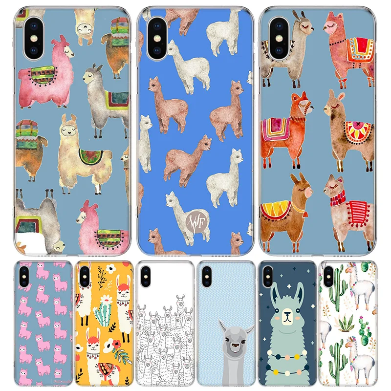 Llama Alpaca Phone Case For iPhone 16 15 14 Plus 12 13 Mini 11 Pro Max X Xs  8 7 SE + Soft Fundas Coque Shell Cover 15 + 14 11 1