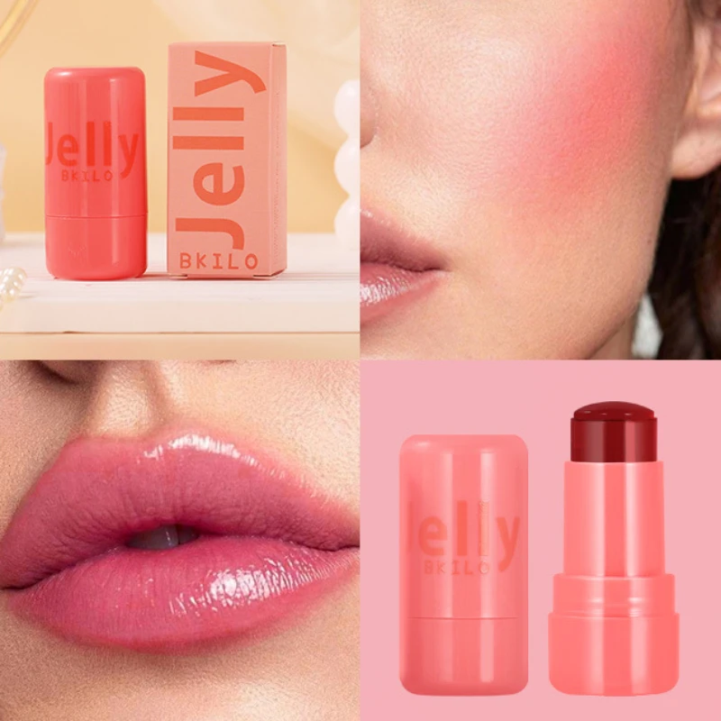 3-in-1 Jelly Tint Facial Blusher Wand Moisturized Long Lasting Matte Rouge Cheek Contour Lipstick Sticker Beauty Makeup