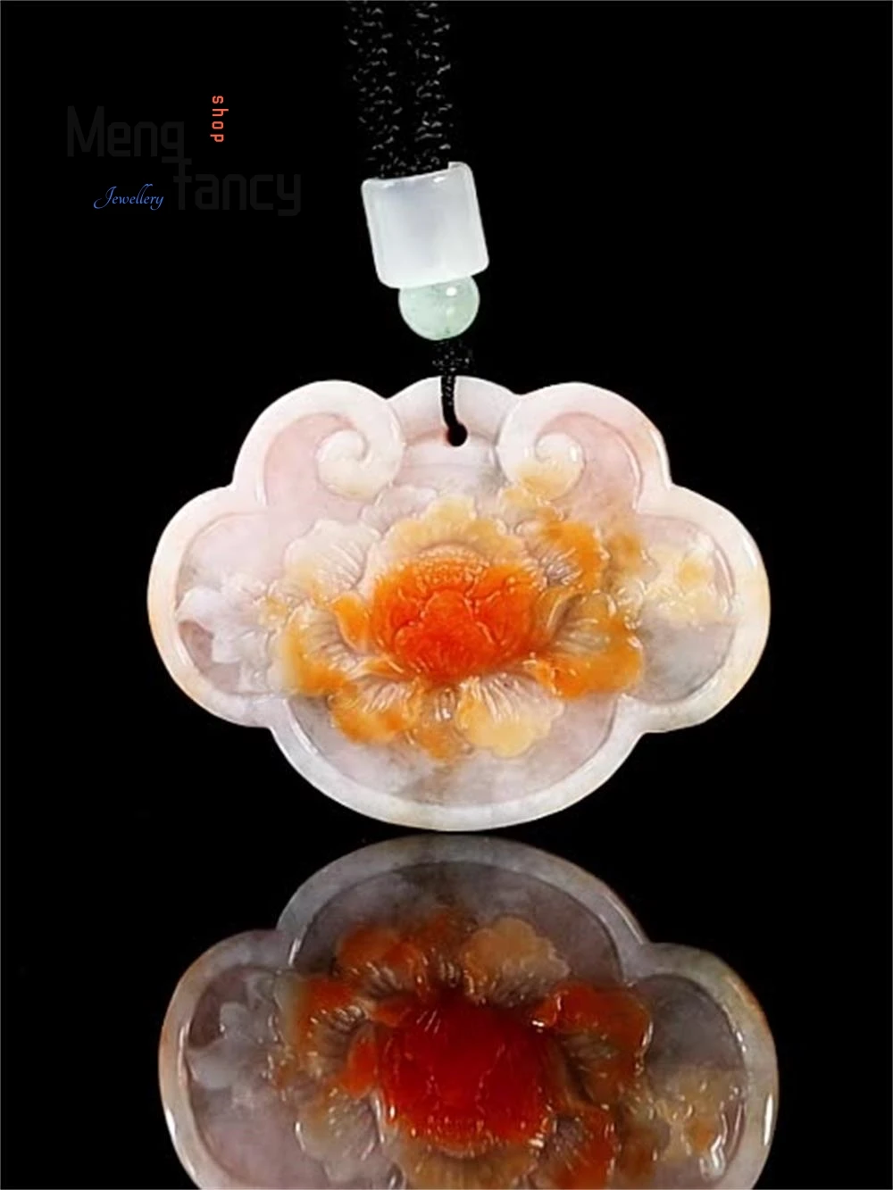 

Natural Burmese A-grade Jadeite Red-fired Ruyi Peony Pendant Ice-type Jade Luxury Fashion Fine Jewelry High-grade Holiday Gifts