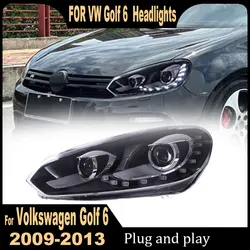 Car For VW Golf 6 2009-2013 Headlights DRL Day Running Light LED Lens Xenon Bulb Fog Lights Car Accessory Golf 6 MK6 Head Lamp