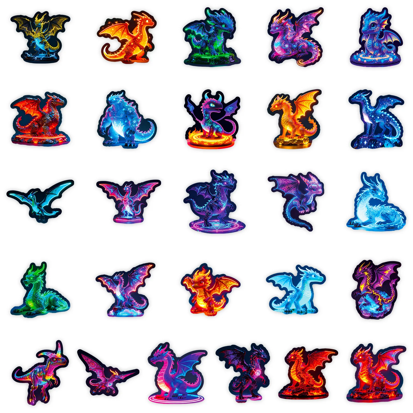 56 Stück coole Neon-Flugdrachen-Graffiti-Aufkleber für DIY-Koffer, Telefon, Gitarre, Laptop, Auto, Motorrad, Skateboard, Kinder-Aufkleber