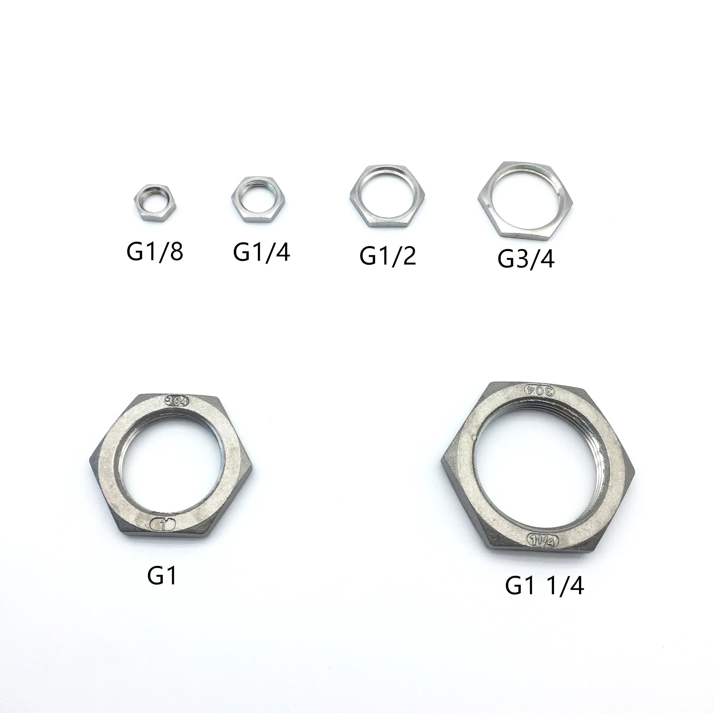 Factory outlet G1/8 G1/4 G1/2 G3/4 G1 G11/4 304 Stainless Steel Hexagon Nut Hex Locking Nuts