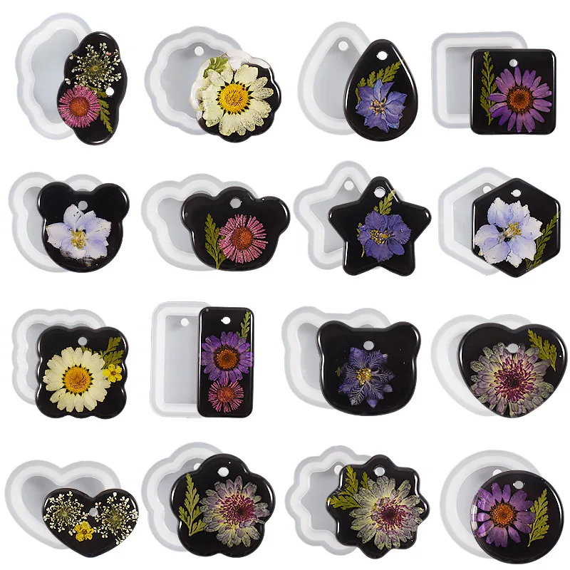 Natural Dried Flower Plant DIY Epoxy Resin Filling Key Mobile Phone Pendant Earrings Necklace Jewelry Making Silicone Mold