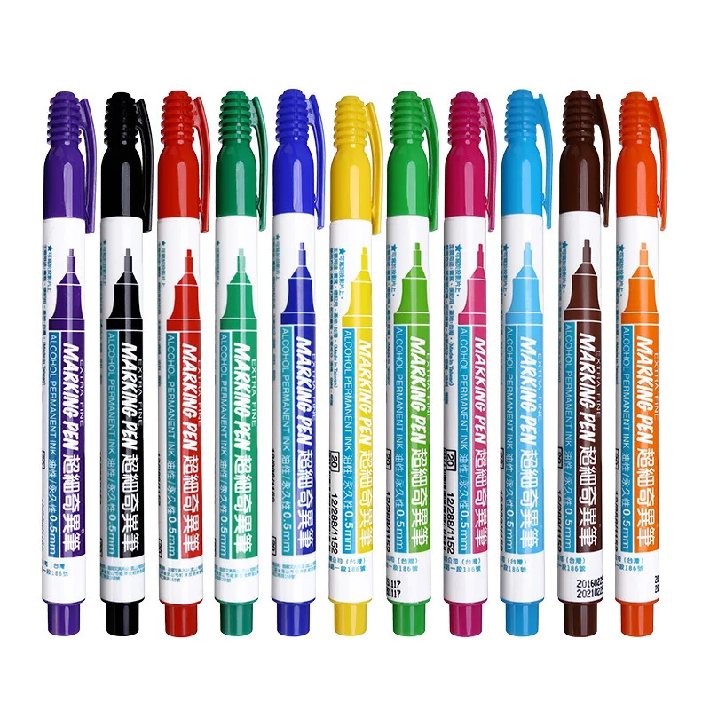Marker Pen 0.5 Mm 12 Colors Simbalion 800 Extra Fine Alcohol Base Ink Permanent Mark on Film Wood Cloth Metal Glass