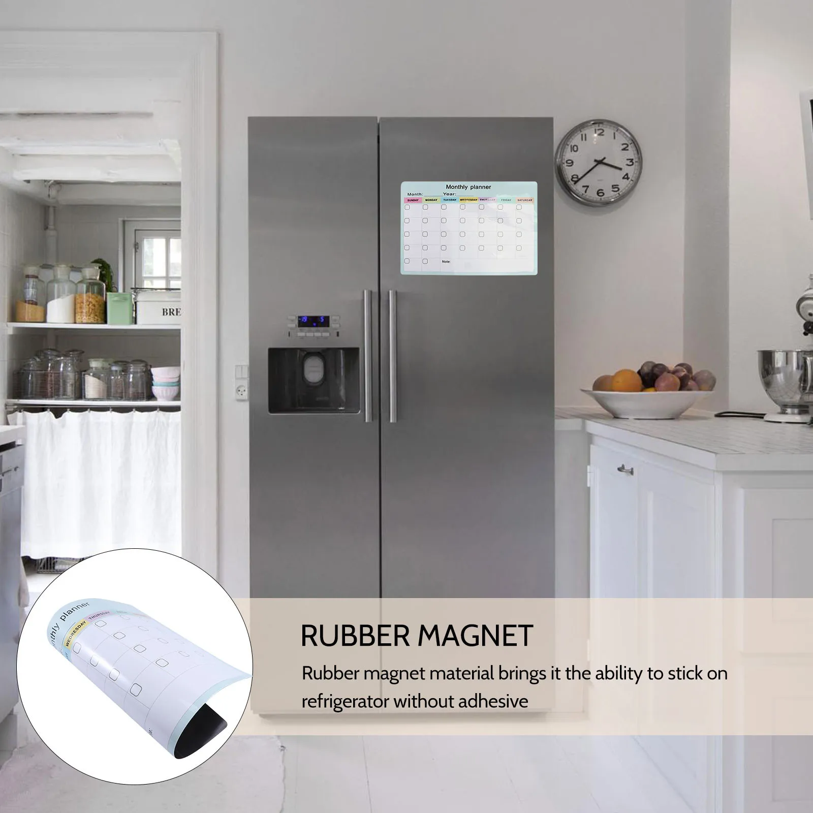 

1Pcs Magnetic Monthly Plan Board Premium Erasable Surface Easy Clean No Residue Rubber Magnet Fridge Calendar Schedule Planner