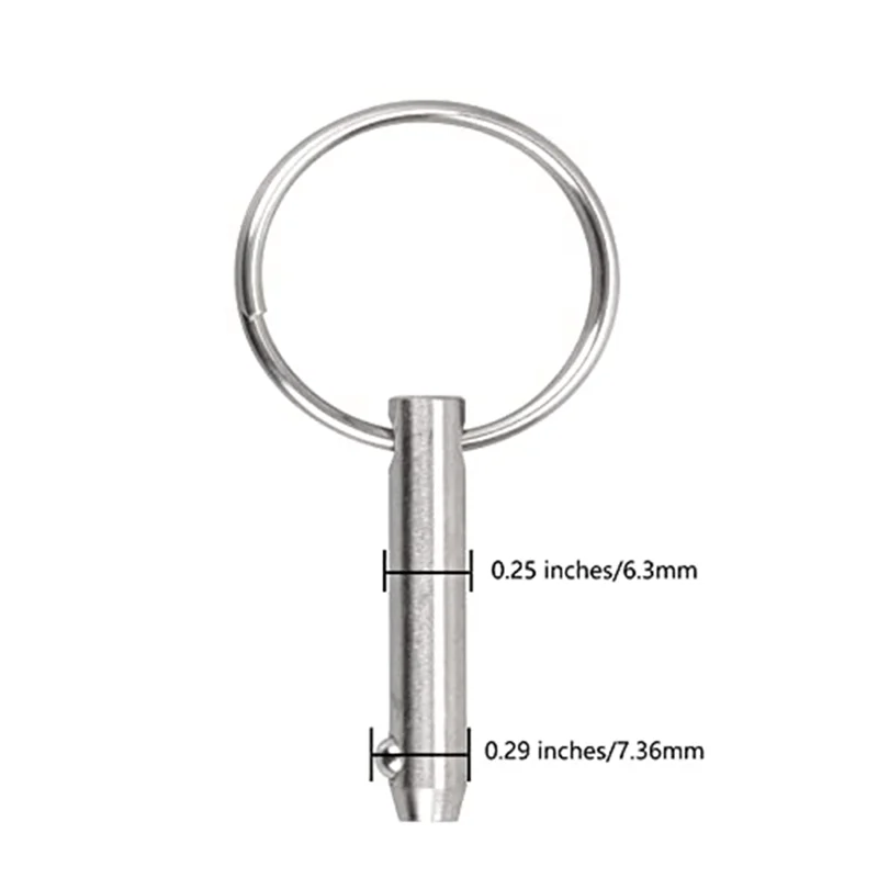 8 PCS Marine Quick Release Pins Bimini Top Pins, Diameter 1/4In(6.3Mm), Overall Length1.5In(38Mm), Usable Length(25.4Mm)