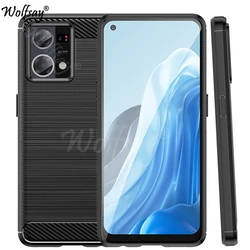 For Oppo Reno 7 4G Case Bumper Rubber Silicone Carbon Fiber Cover For Oppo Reno7 4G Back Case For Oppo Reno 7 4G Case 6.43 inch
