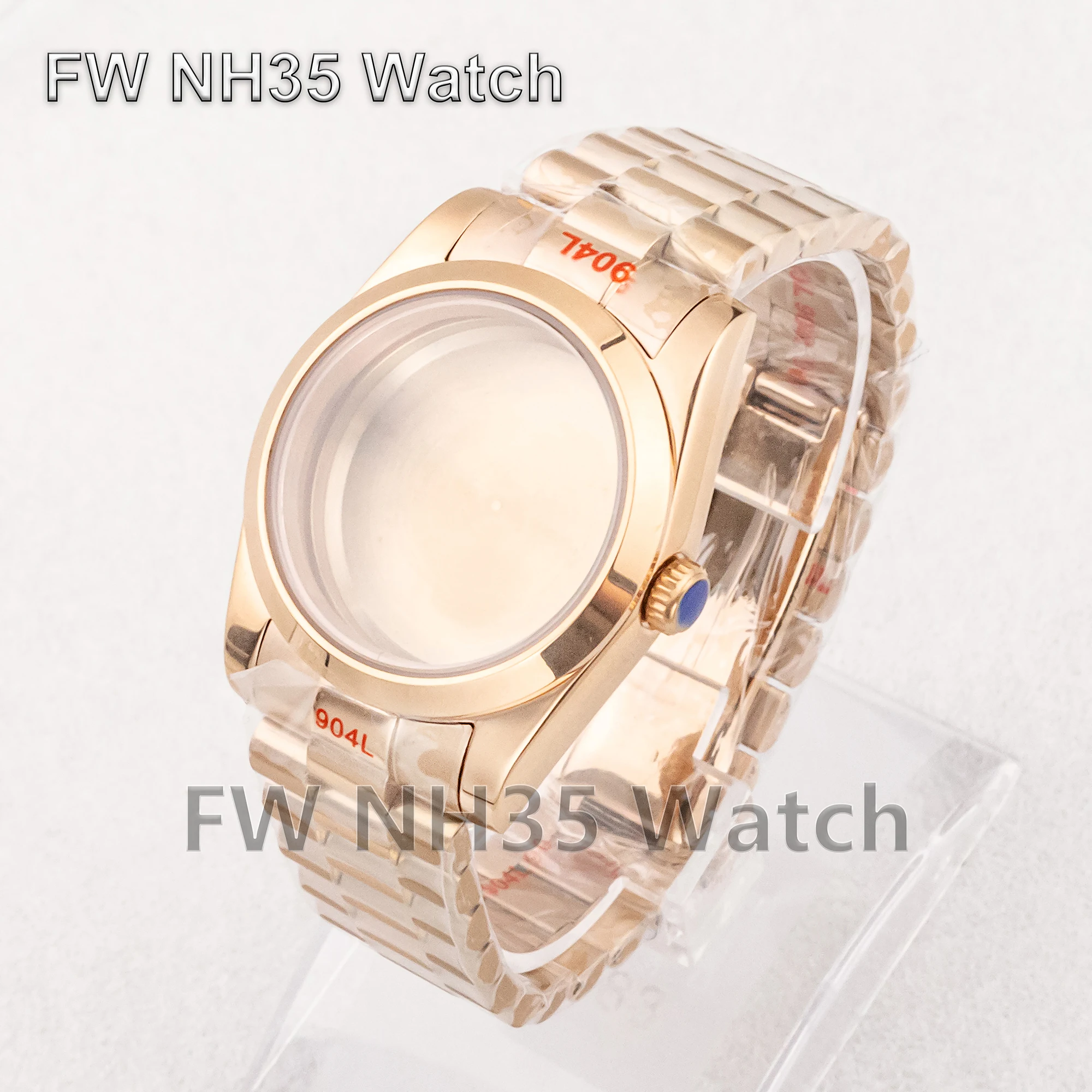 NH35 Case 20mm President Bracelet Sapphire Glass 10ATM Waterproof Watch Case for Datejust Watch Mod Parts fit NH35/NH36 Movement