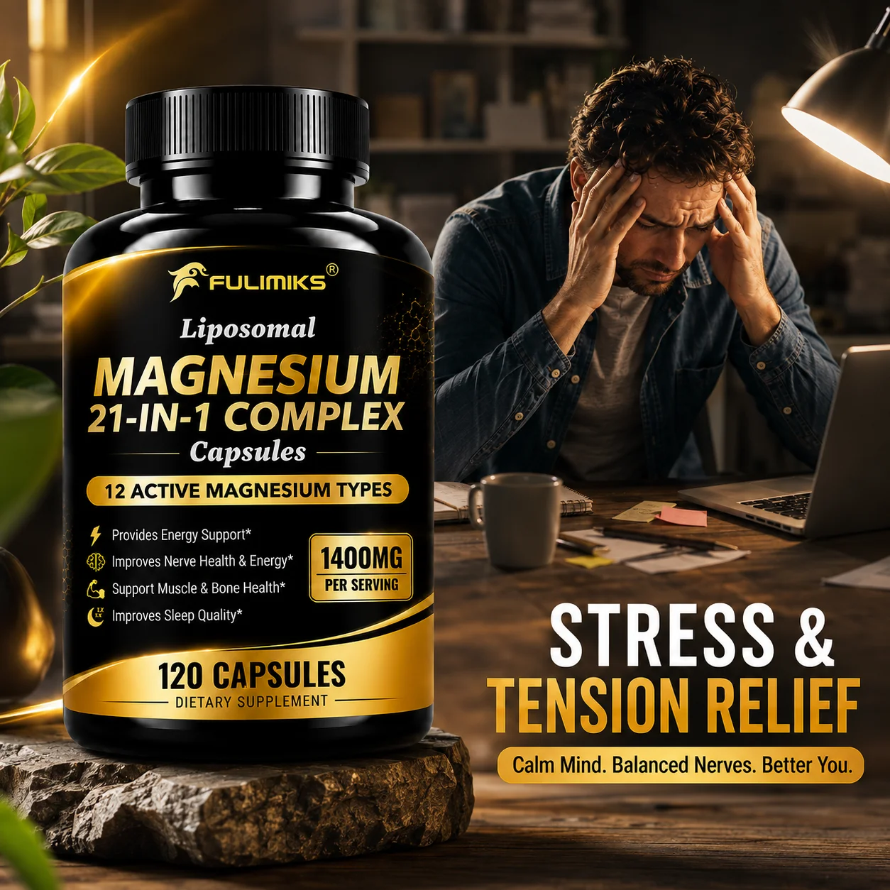 Multi Magnesium Capsules 1400mg, Support Muscle Bone Nourish Nerve Health, Energy Metabolism, Relaxation Stress & Sleep Quality