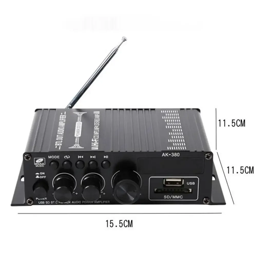 AK380 Digital Amplifier V5.0 HiFi FM Audio Amplifier For Karaoke Home Theater Sound System Subwoofer Speaker