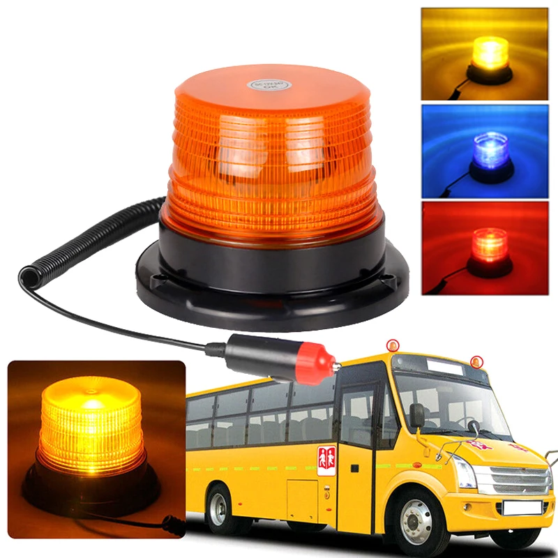 Car Truck Roof Top Warning Light Emergency LED Strobe Light Flashing Beacon With Magnetic Base For Security Auto 12V 24V