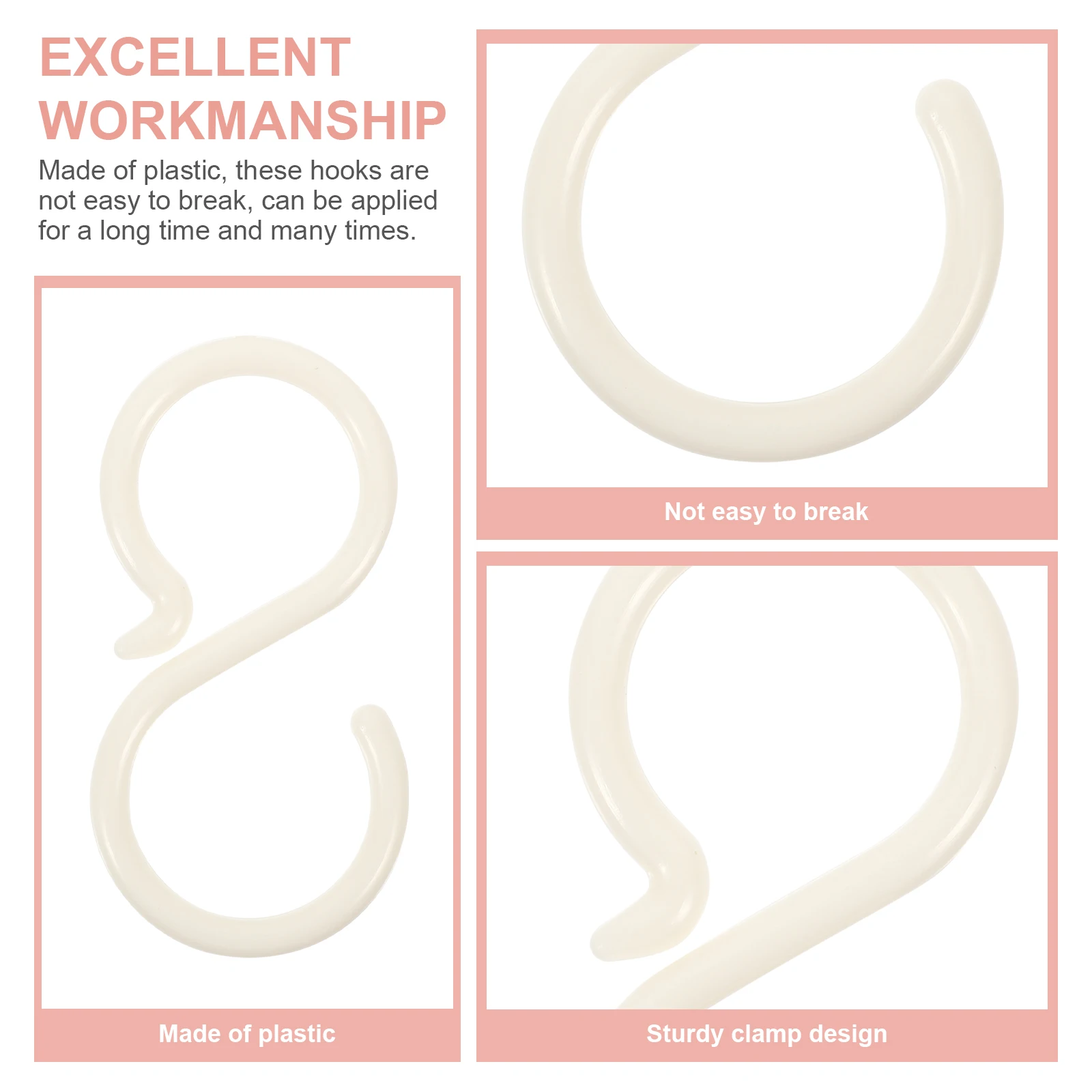 

40Pcs No Punching Plastic S Hooks for Bathroom Towel Hat Belt Clothes Organizer Display S-Shape Hook S Hooks Punch Hook