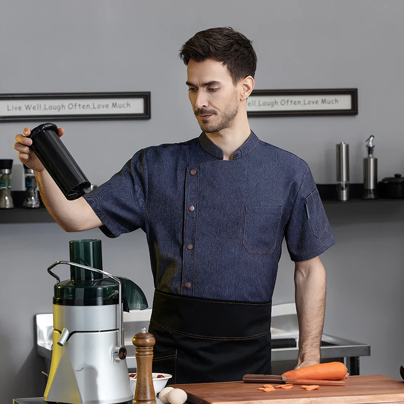 Jaqueta De Cozinheiro De Malha Respirável, Design traseiro, Camisa De Garçom De Catering De Verão, Uniforme De Chef De Padaria, Roupas De Garçom De Cozinha