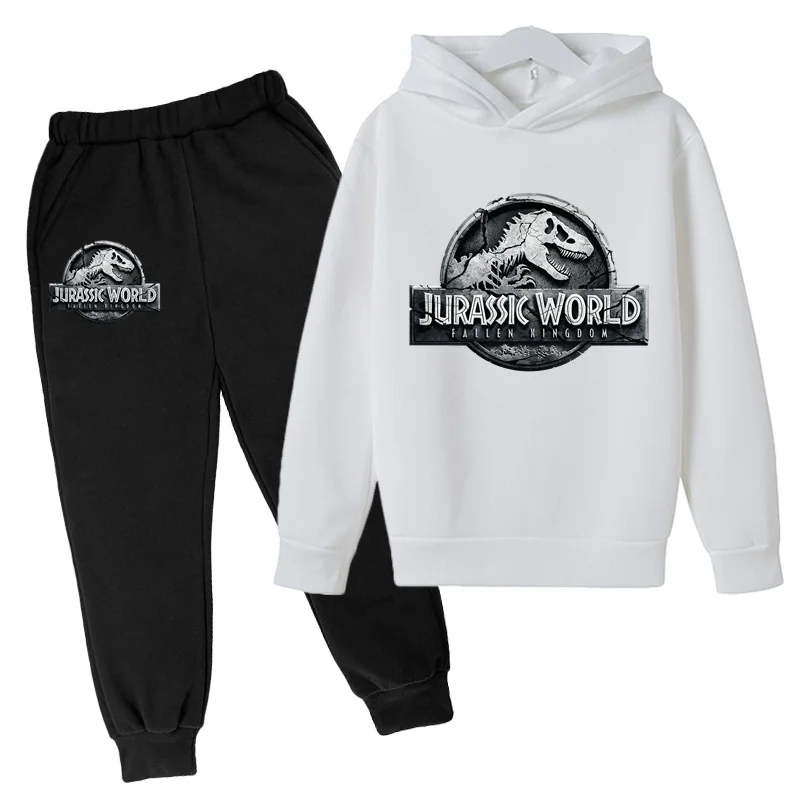 

Kids Spring and Autumn Hoodies, casual sports two-piece set for boys and girls aged 3-12 hot selling Jurassic Park top and pants