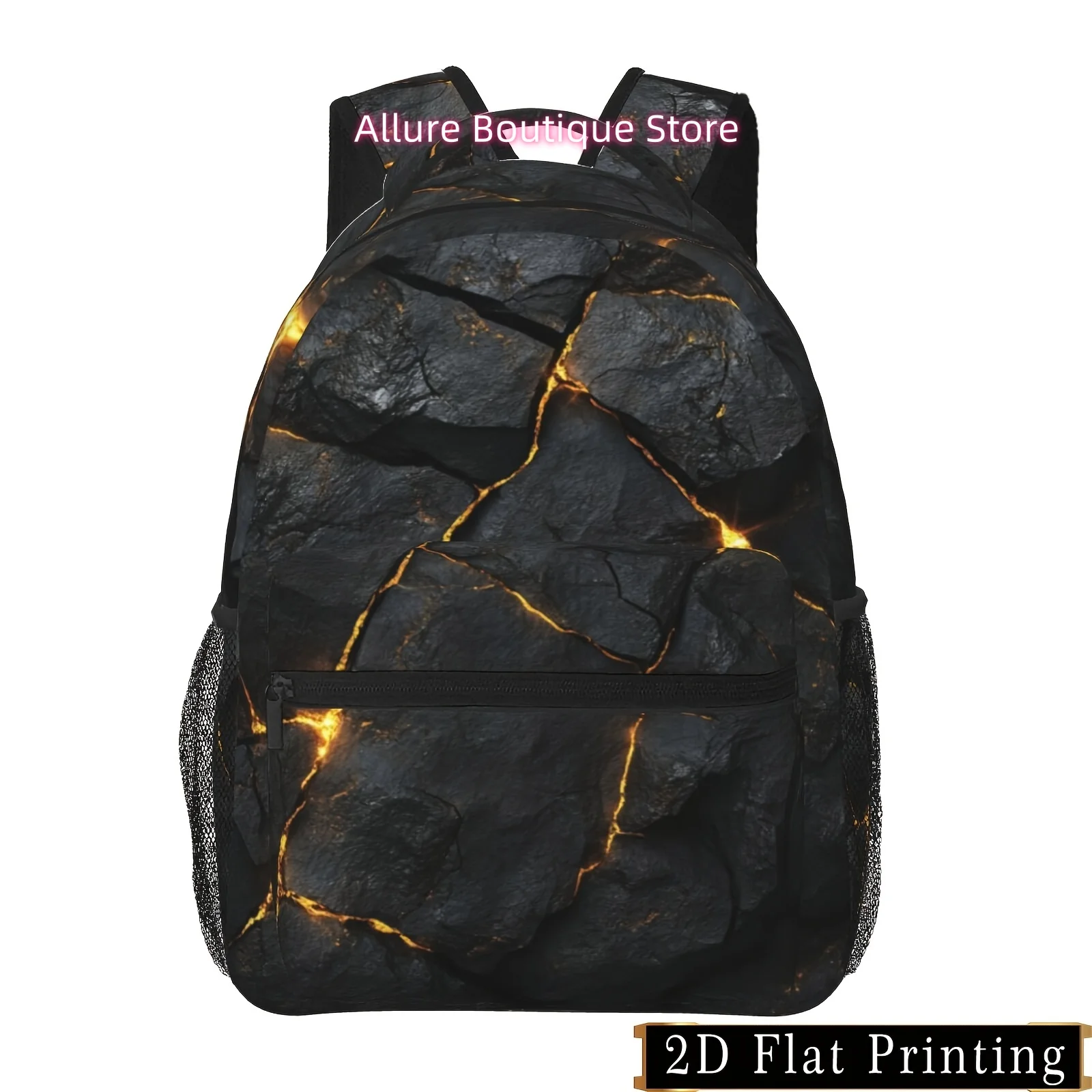 Shattered Stone Pattern Backpack - Lightweight, Durable, Adjustable Strap with Padded Shoulders & Waist Support, Ideal for Stude