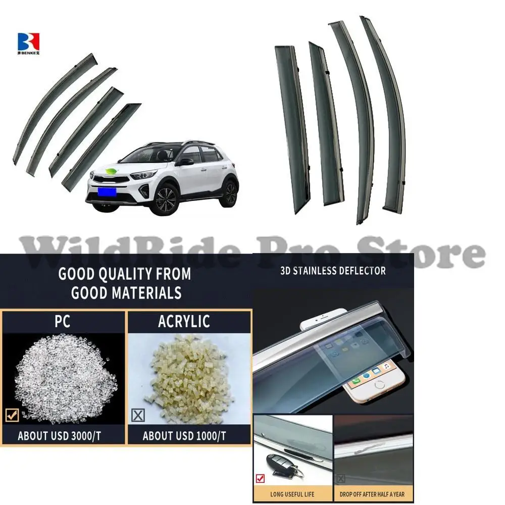 

1 комплект для KIA STONIC 2018, высококачественный ПК, Китай, самый большой дефлектор, оконный козырек от производителя