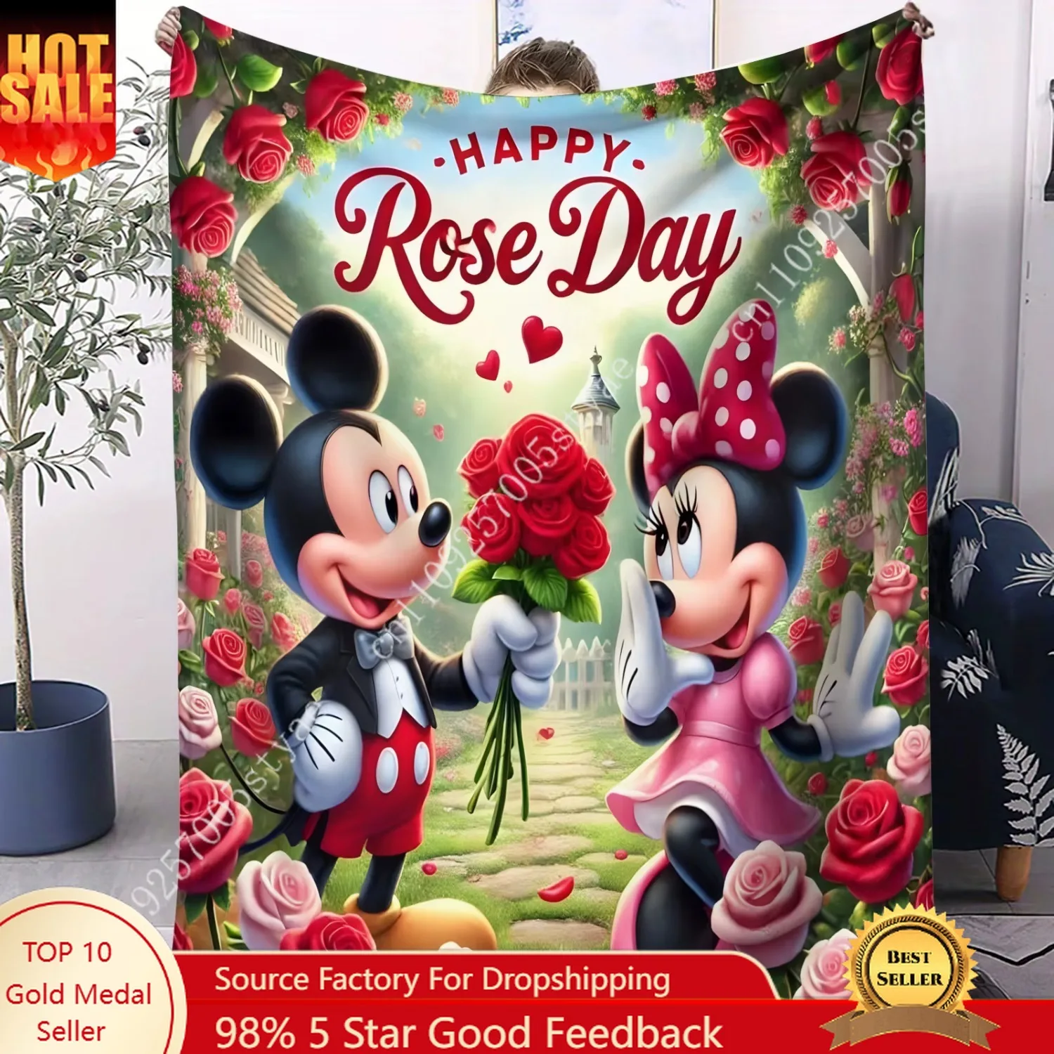 

Cartoon Cute Mickey and Minnie Mouse Flannel Warm Blanket Home Office Soft Blankets Home Sofa Decor Camping Gift