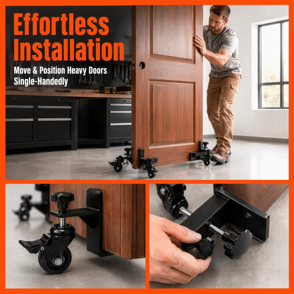 Stable Steel Panel Moving Cart Thickened Adjustable Door Installation Dolly Door Lifter Tool Home