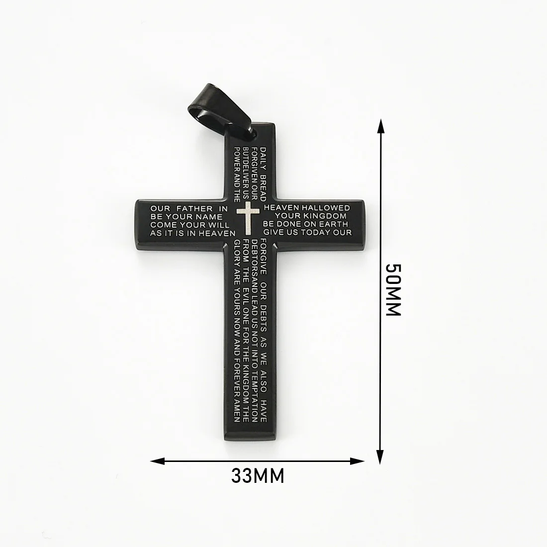 Stainless Steel Big Cross Pendant Necklace Men Christian Bible Religious Chain Pendants With Lord's Prayer Jewelry Finding Gifts