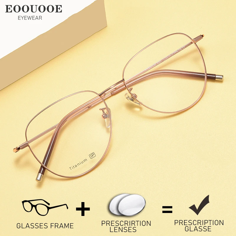 

EOOUOOE Pilot Design Eyewear Men Women Optical Glasses Titanium With Prescription Recipe Lenses Myopia Progressive Eyeglasses