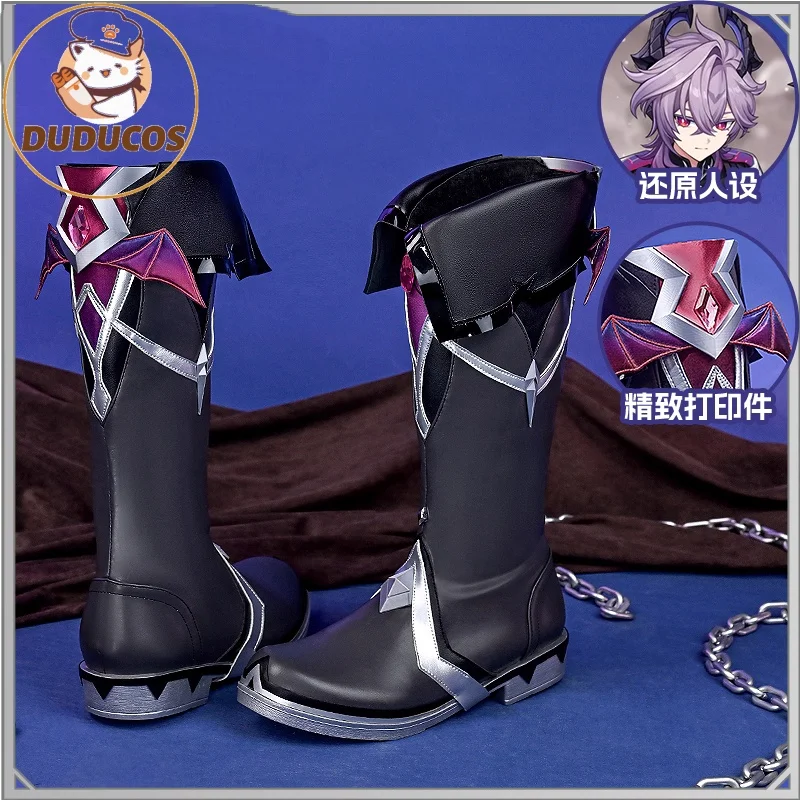 

Durin Cosplay Shoes Game Genshin Impact DUDU-SR Men Long Black Boots Genshin Impact Durin Cosplay Shoes