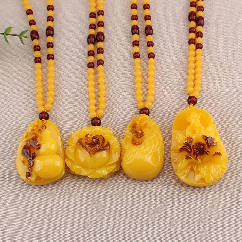 

DIY accessories Ethnic style gourd imitation beeswax sweater chain simple and versatile high-end long necklace men's and women's
