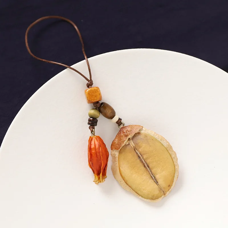 Handmade Plant Fruit Pendant New Chinese Style Woven Forest System Art Backpack Mobile Phone Chain Keychain Hanging Decoration