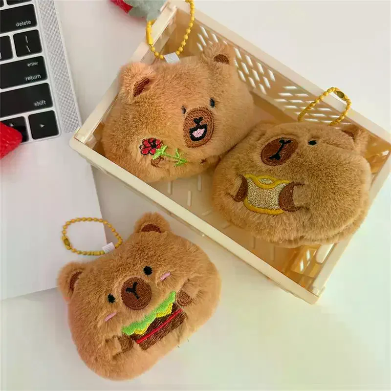 Cute Creative Squeaky Capybara Plush Doll Stuffed Toy Keychain Pendant Bag Hang Ornament Girly Backpack Charm Kids Birthday Gift