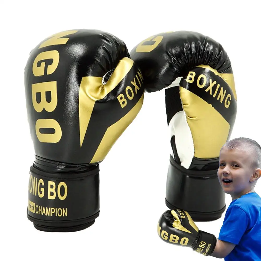 1 Paar Schlagtraining Workout Kampf Übungshandschuhe Kinder Leder Boxhandschuhe Kinder Kinder Zug Turnhalle Handschuh Handschutz – Detail 7