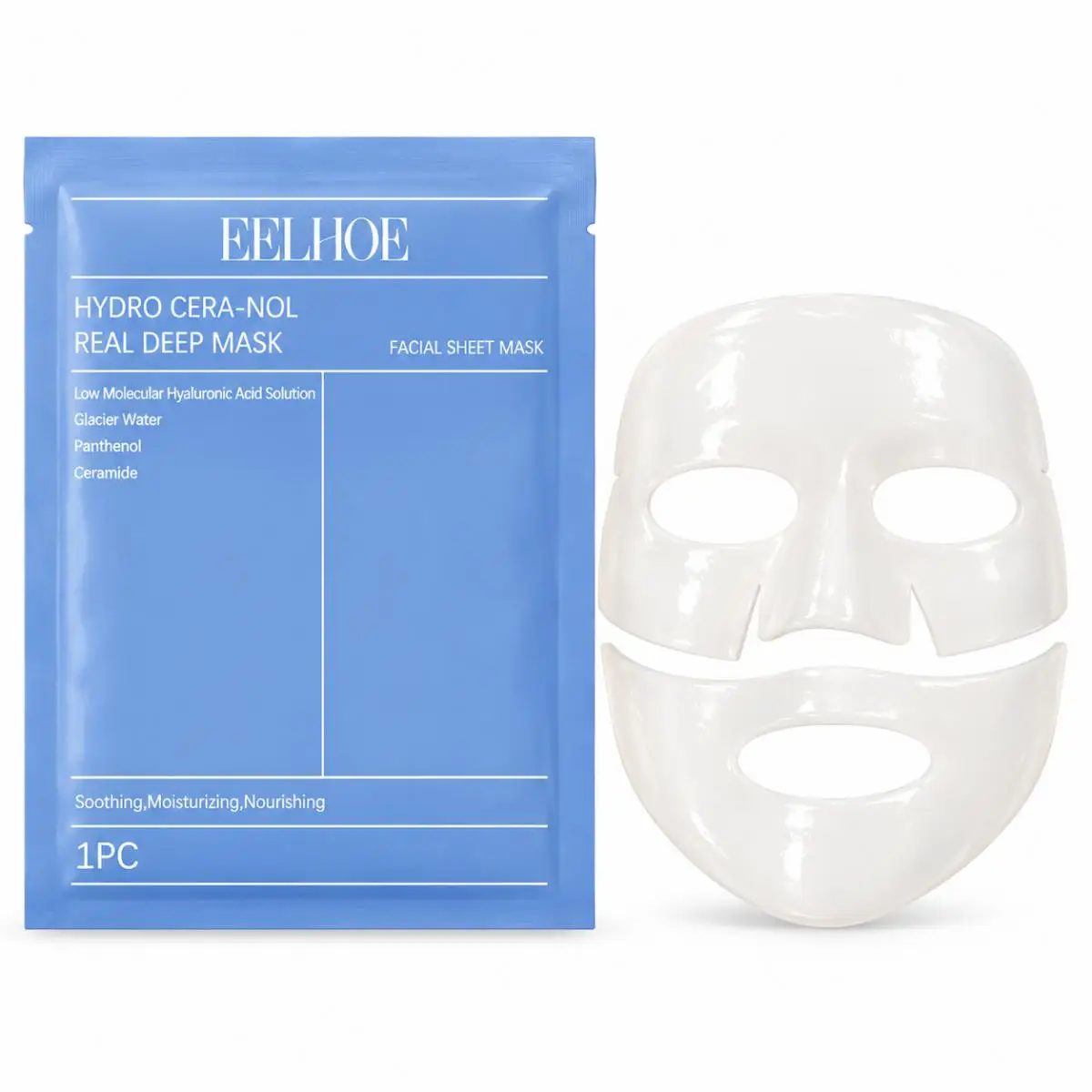 EELHOE Facial Sheet Mask, Hydro Cera-Nol Moisturizing Face Mask with Hyaluronic Acid & Ceramide, Daily Skincare, 1PC