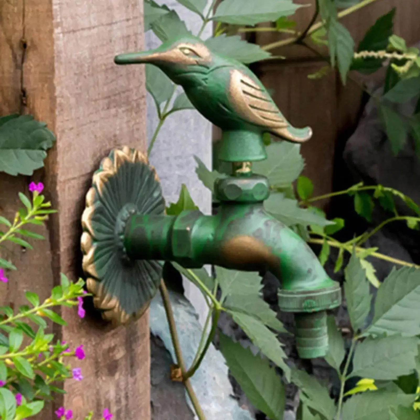 Vidric Outdoor Decorativ Garden Faucet Animal Shape Bibcock Green/Antique Brass Tap Washing Mop/Garden Watering Animal Faucet