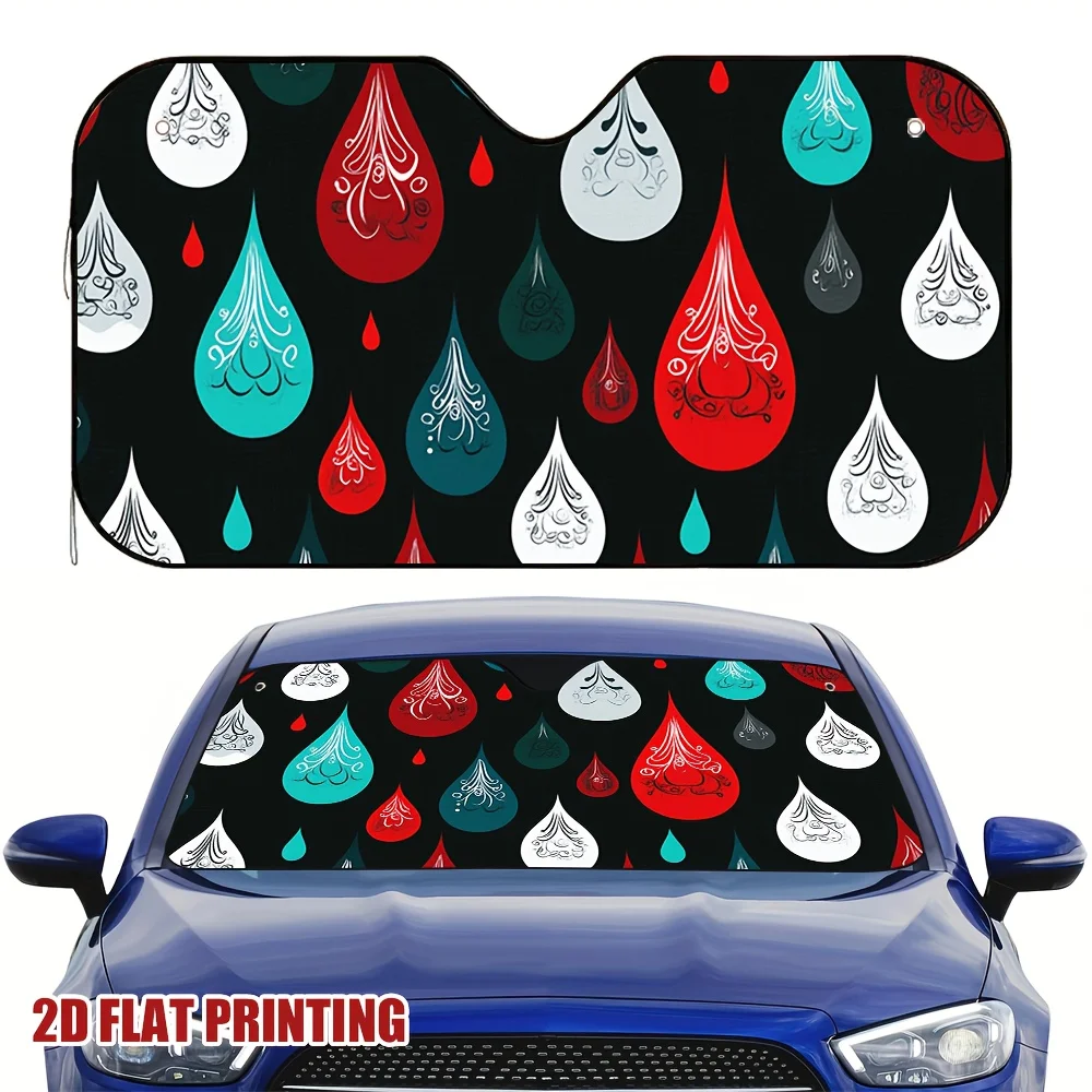 1pc A Vibrant Raindrop Mosaic Sunshade For Cars, Minimizes Glare From Sunlight, Perfect For Daily Commutes And Extended Journeys