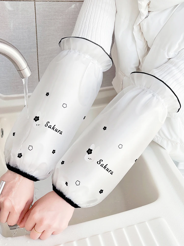 

Long Transparent PU Sve Covers for Women Office Use Oil Resistant Dir Proof Kitchen Gloves Adult Women's Protective Sves
