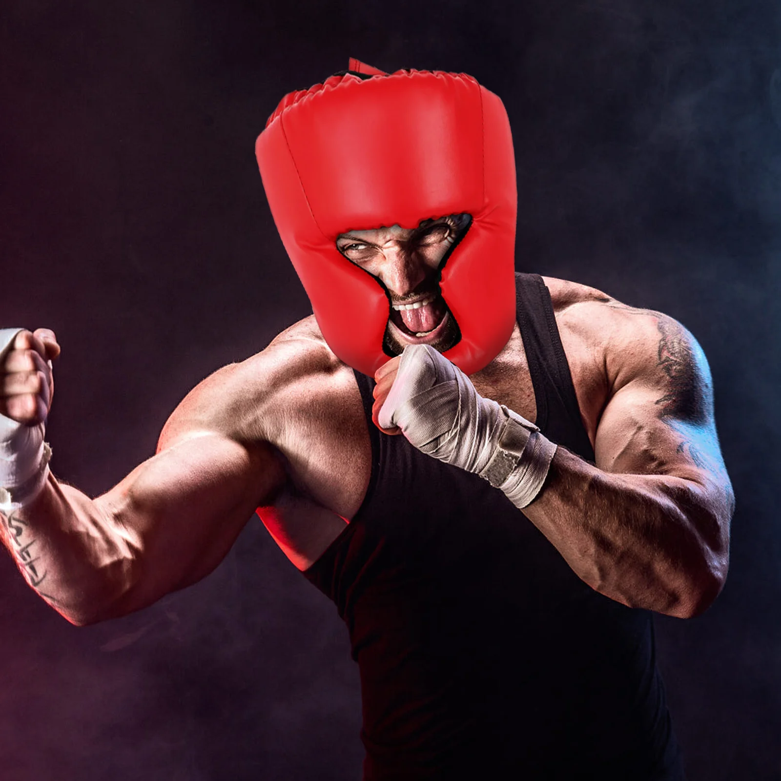 

Boxing Headgear Size Thick Foam Sparring Guard Ear Hole Ventilation Taekwondo Thai Training Equipment Helmets