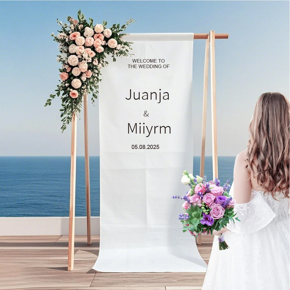 Wedding Customization, Welcome Sign, Wedding Welcome Sign, Wedding Decoration Flags, Bride's Wedding, Outdoor Wedding, Wedding Sign Fabric, Wedding Sign, White, Event Decoration view 6