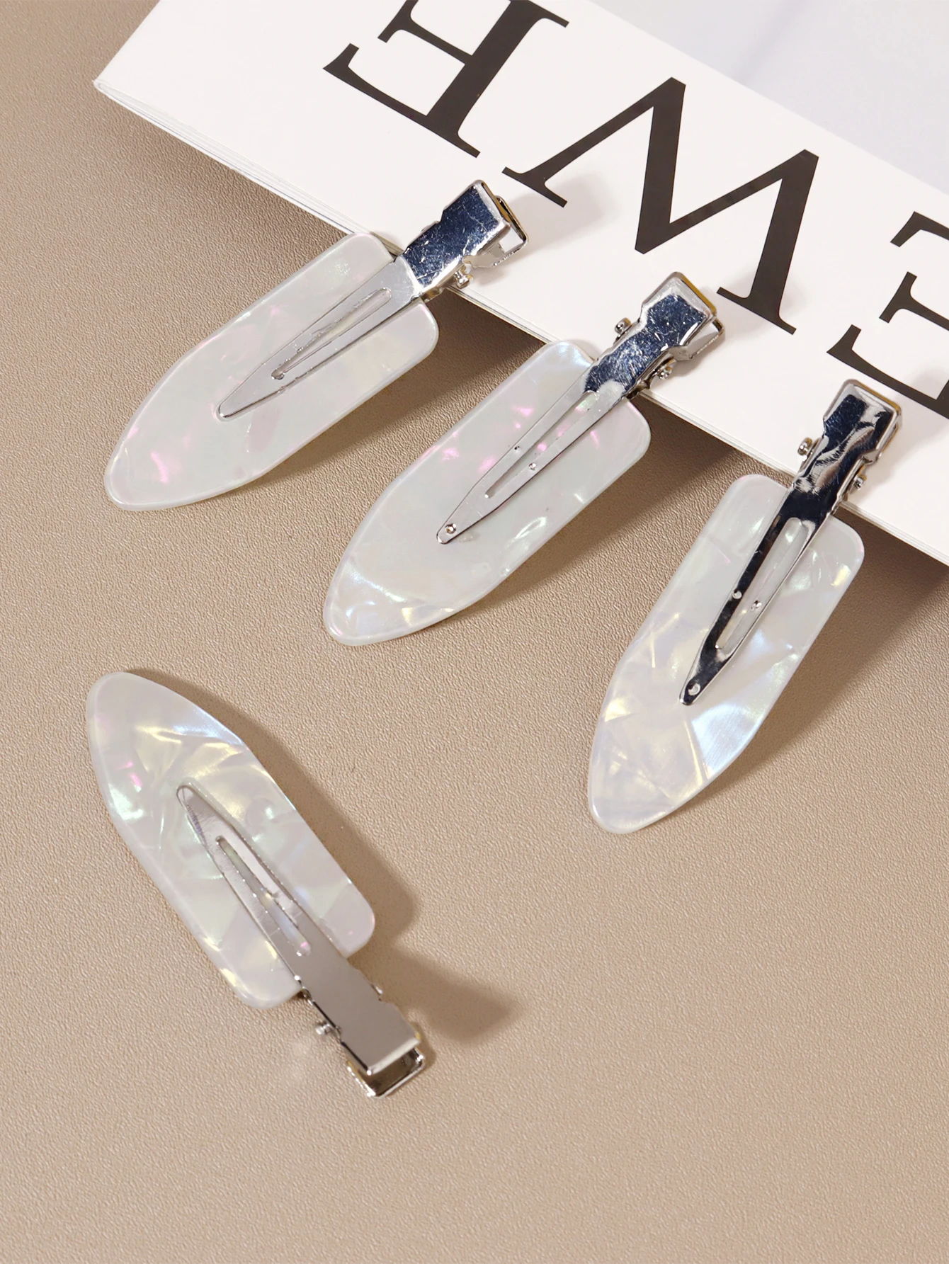 4 stücke Nahtlose Haar Clip Frauen Acetat Blatt Keine Biegung Pony Clip Entenschnabel Clip Haarnadeln Haar Styling Werkzeug Für Haar zubehör – Detail 4