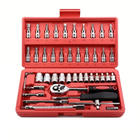 46pcs Car Repair Tool Kit Ratchet Torque Wrench Spanner Screwdriver Socket Set Combo Tools Kit Bicycle Auto Repairing Tool Mech