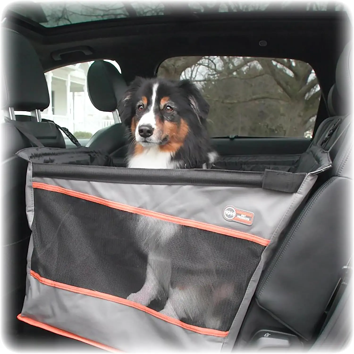 

Buckle N' Go Dog Car Seat for Large Dogs, Waterproof Fabric, Breathable Mesh Sides, Adjustable Seat Belt Leash, Carseat