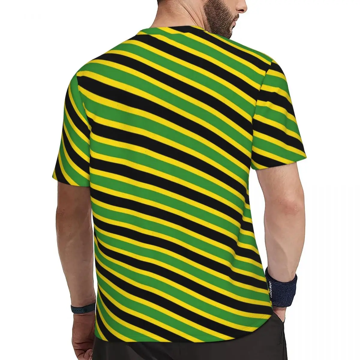 Jamaican Flag Gym T-Shirt Beach Striped Print Awesome T Shirts Hippie Tee Shirt For Man Printed Clothing Plus Size