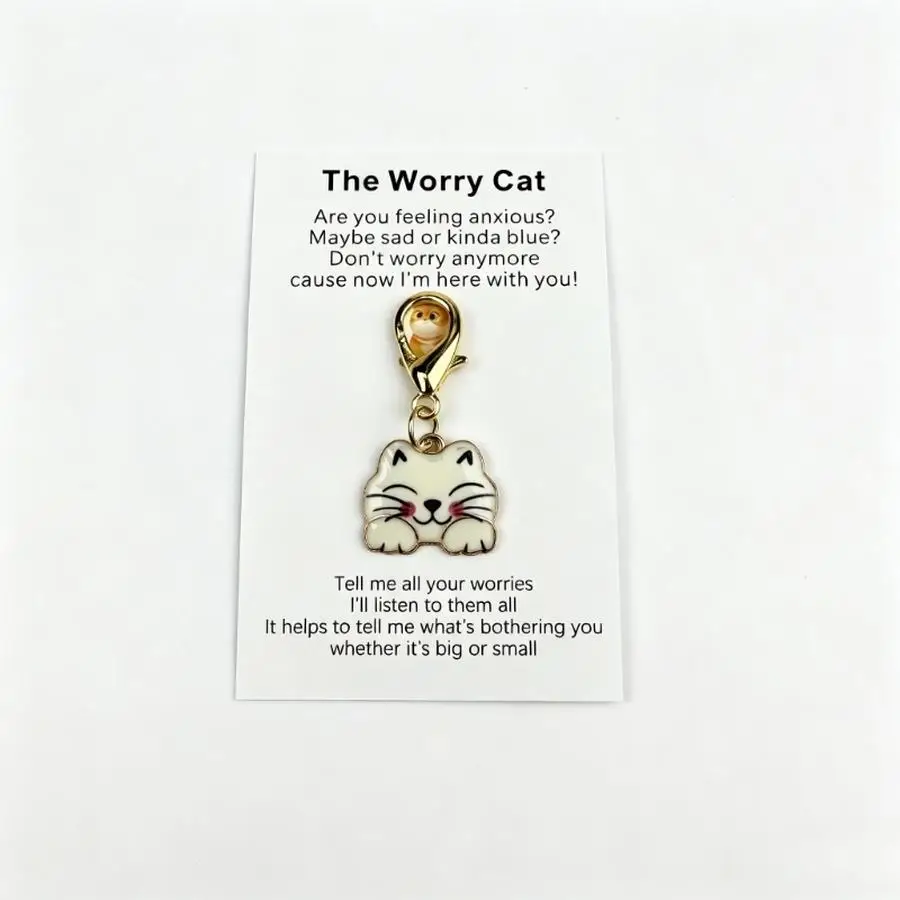 1/5/10/20/50/100pcs Gift for Her/Him Comfort Cat Gift Set, Includes a Worry Card, Cute Emotional Support for Anxiety Sufferers,
